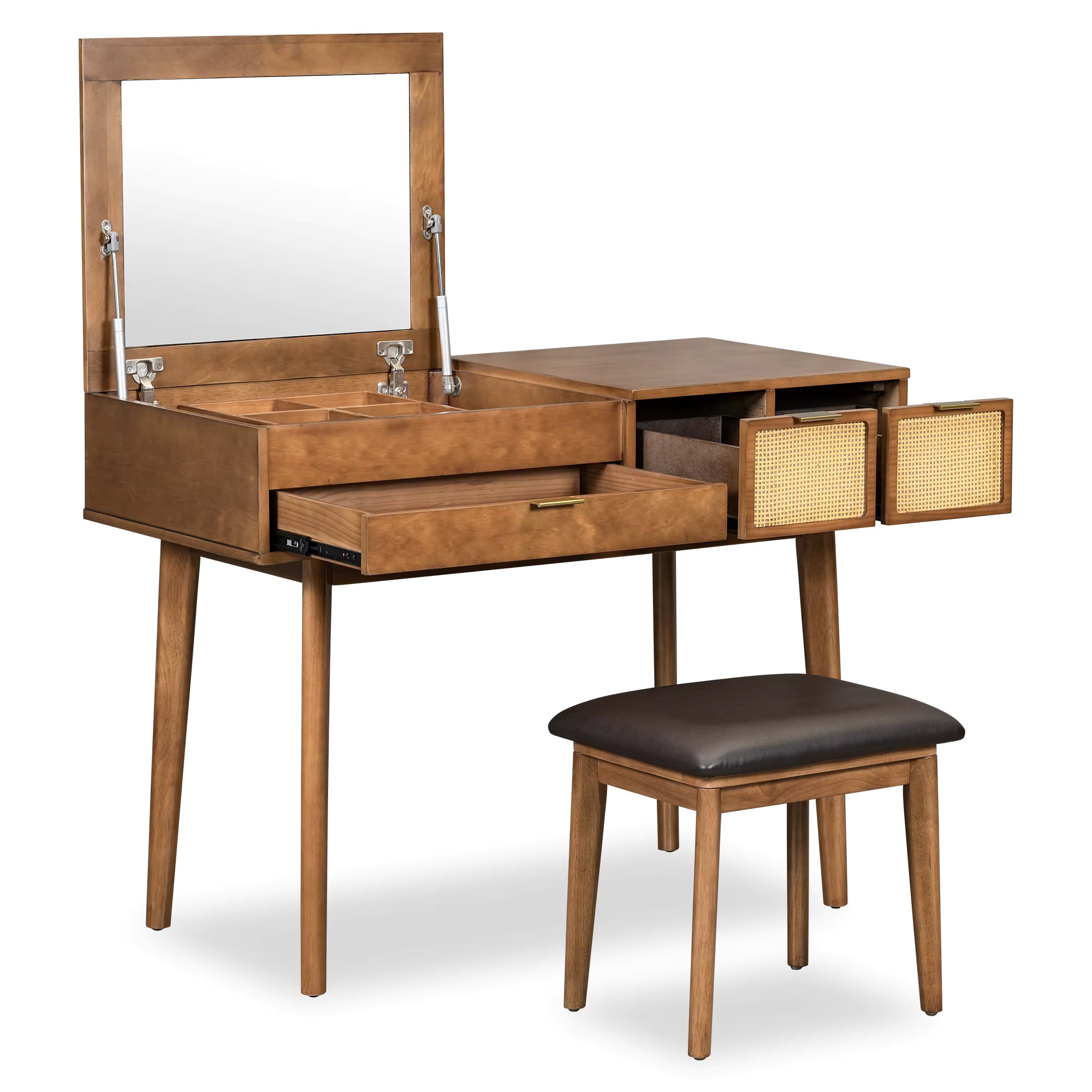 Vanity Desk With Mirror & Stool