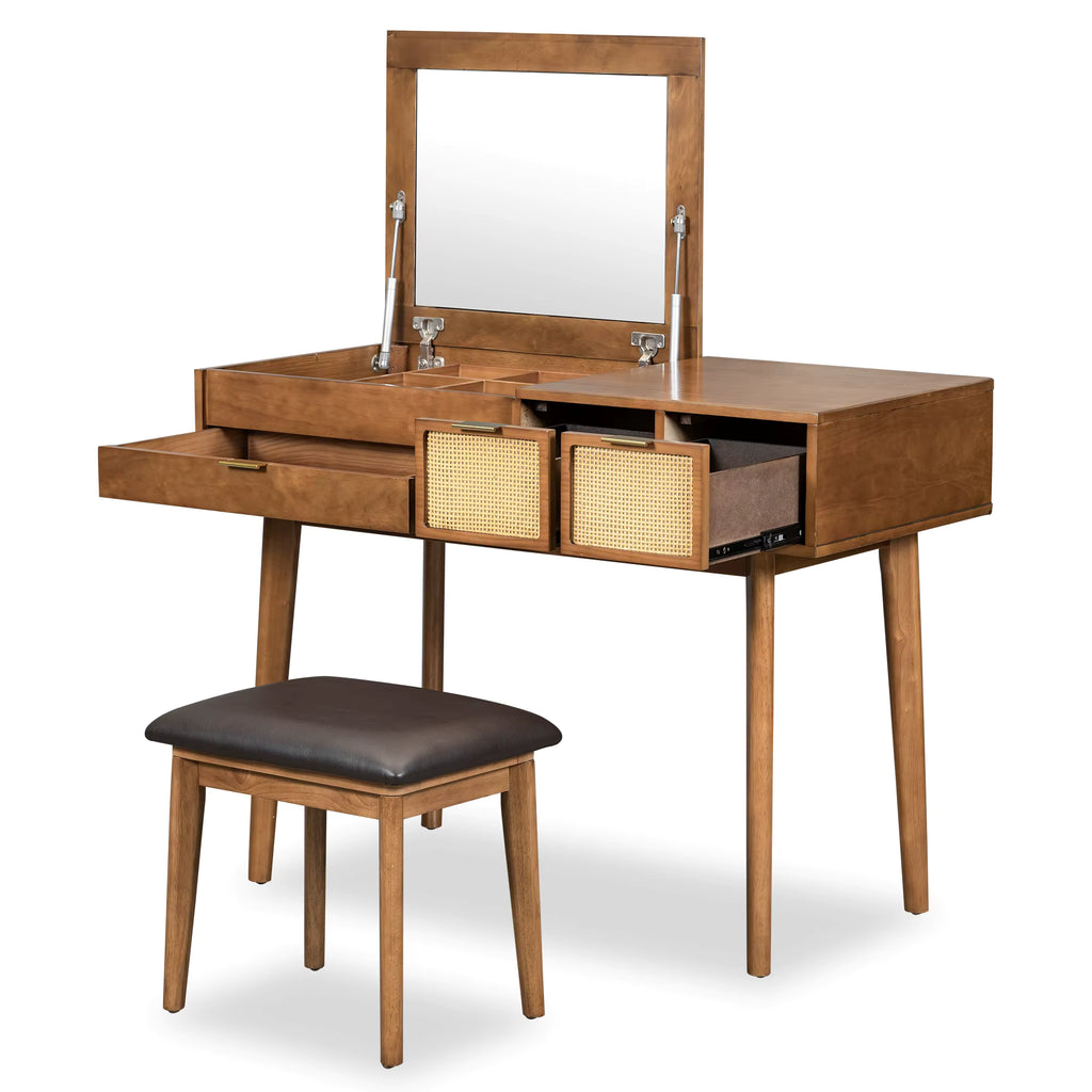 Vanity Desk With Mirror & Stool